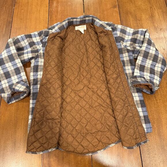 Vintage Flannel Plaid Button Down Chore Shirt Jacket Quilted Mens Med Workwear - Picture 7 of 13
